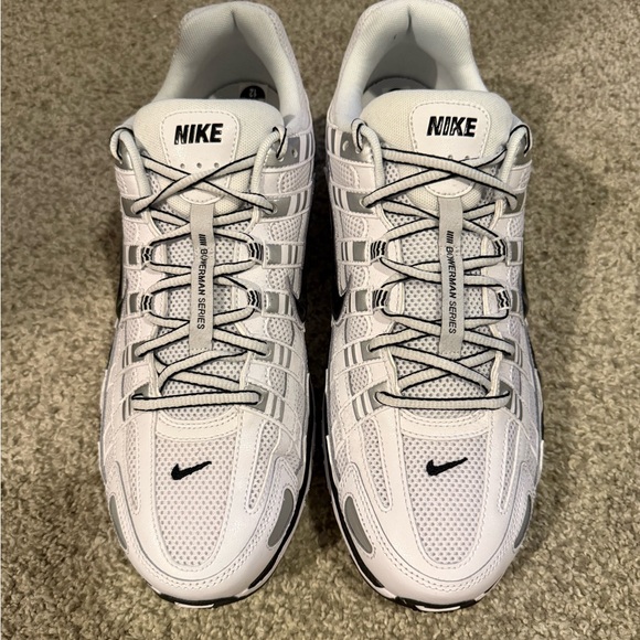 Nike P-6000 White Metallic Silver Black CD6404-107 Mens Size 12 Brand New
